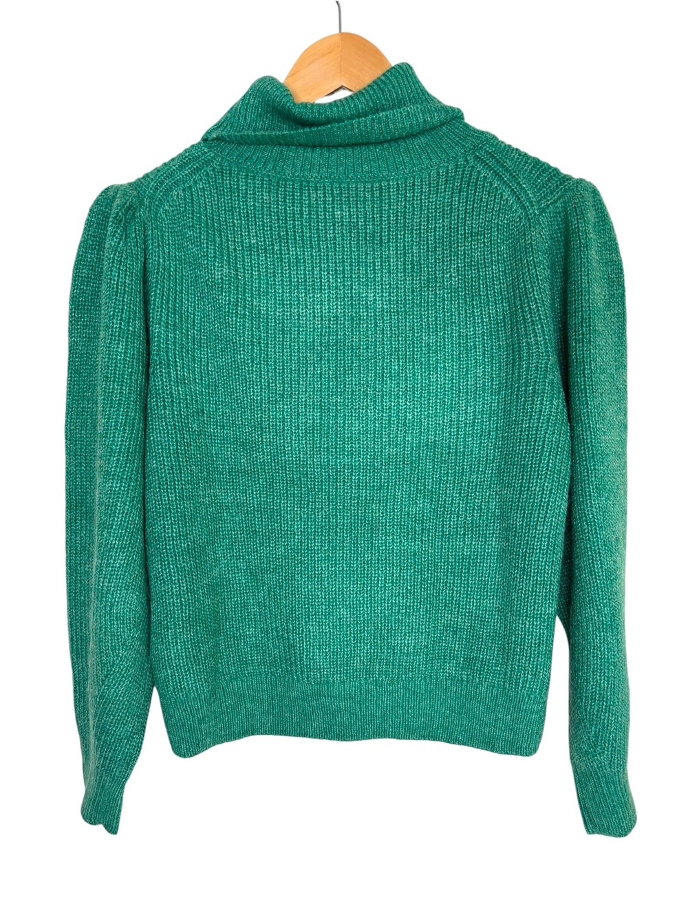 NWT J. Crew sweater green puff sleeve turtleneck cowl size medium - Picture 2 of 6
